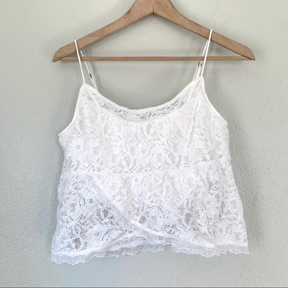 NEW Hollister white lace crop spaghetti strap top